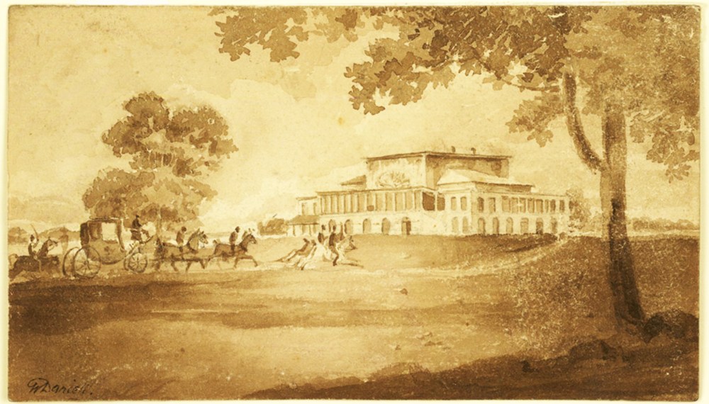 a-carriage-with-three-outriders-approaching-barrackpore-house_daniell_1810x